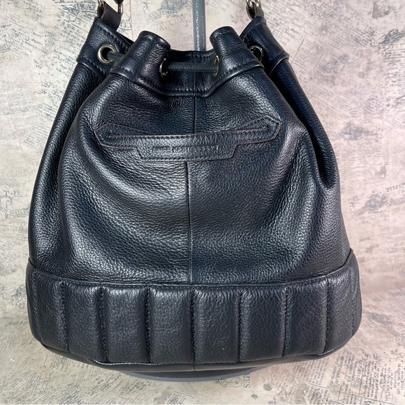 Aimee Kestenberg Leather Drawstring Purse Black + Snake Print - Picture 4 of 15